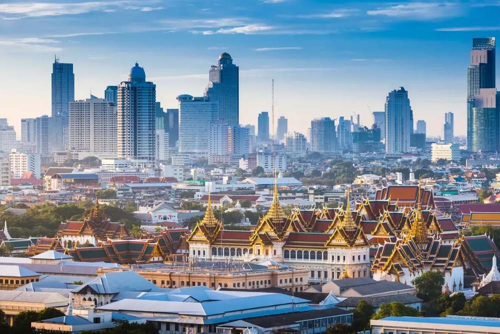 Palais royal thaïlandais à Bangkok vu d'en haut